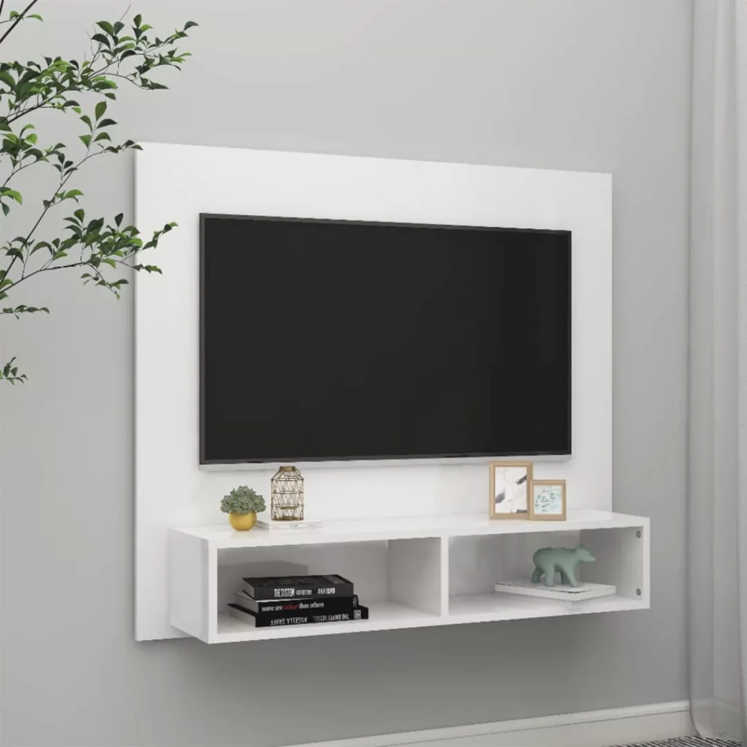 Tv-wandschrank Hochglanz-weiß 102x23,5x90 Cm Spanplatte günstig online kaufen