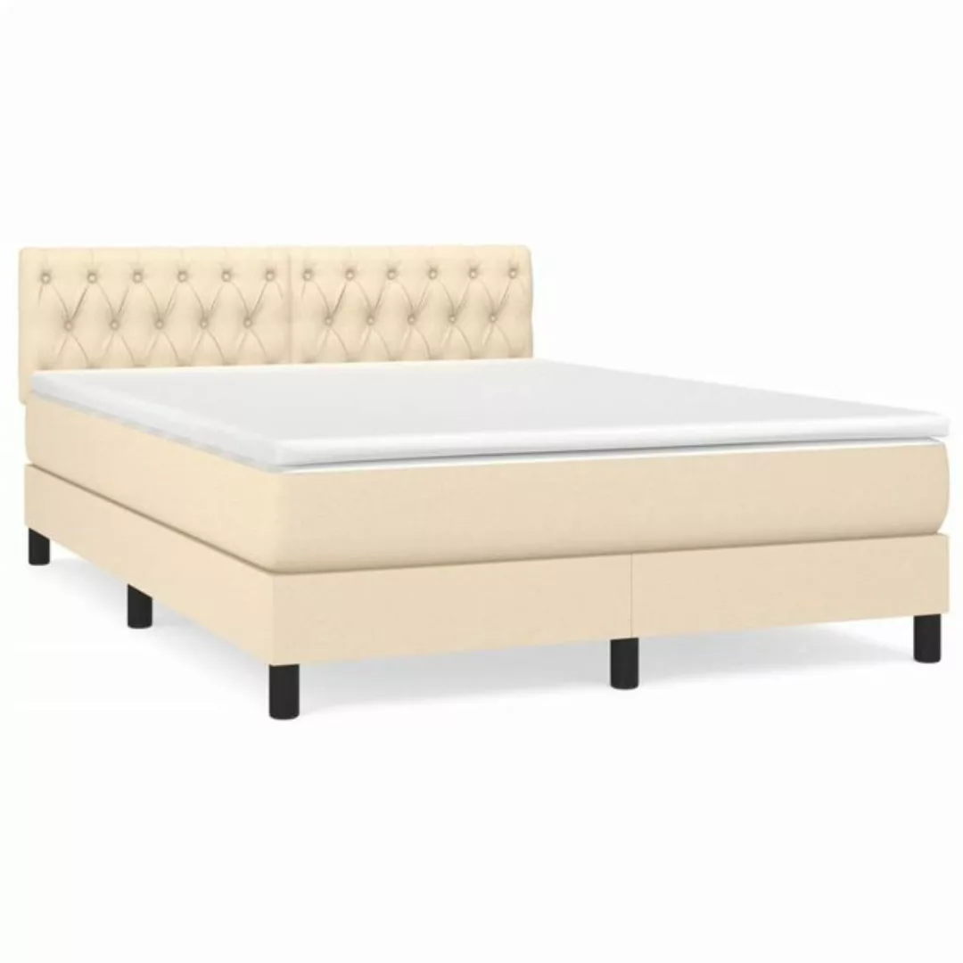 vidaXL Boxspringbett Boxspringbett mit Matratze Creme 140x200 cm Stoff Bett günstig online kaufen