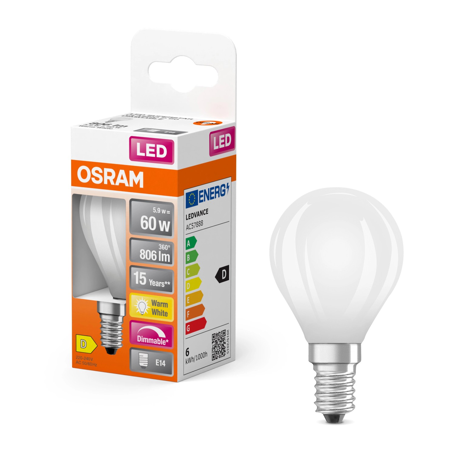Osram LED-Leuchtmittel E14 Tropfenform 6,5 W 806 lm 7,8 x 4,5 cm (H x Ø) günstig online kaufen
