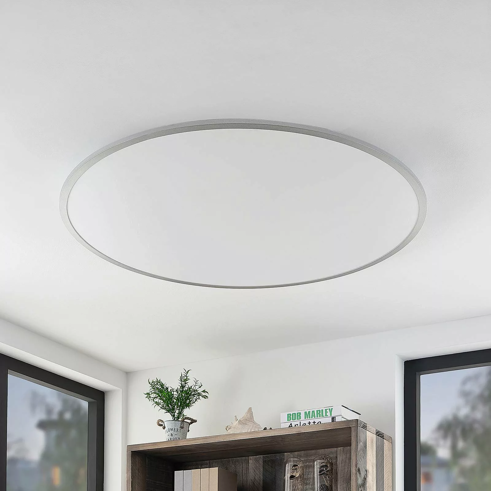 Lindby LED-Deckenlampe Narima, 4.000 K, Ø 100 cm, silber günstig online kaufen