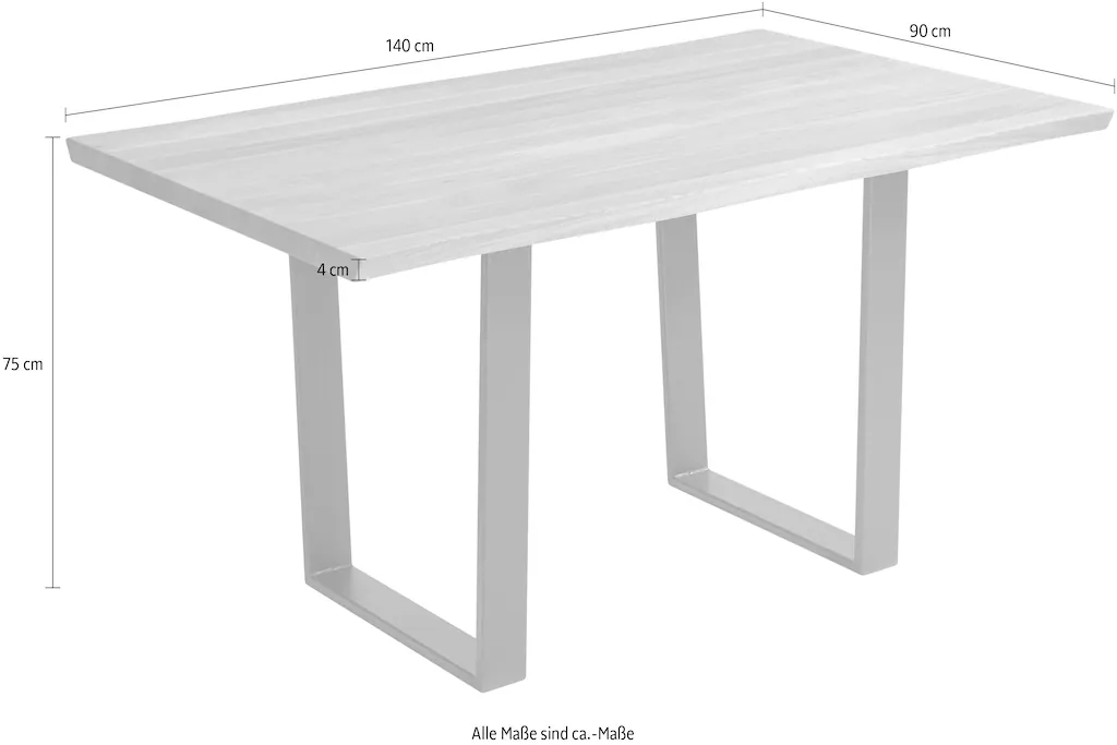 massivline&more Baumkantentisch "Oviedo 4", Massivholztischplatte mit Baumk günstig online kaufen