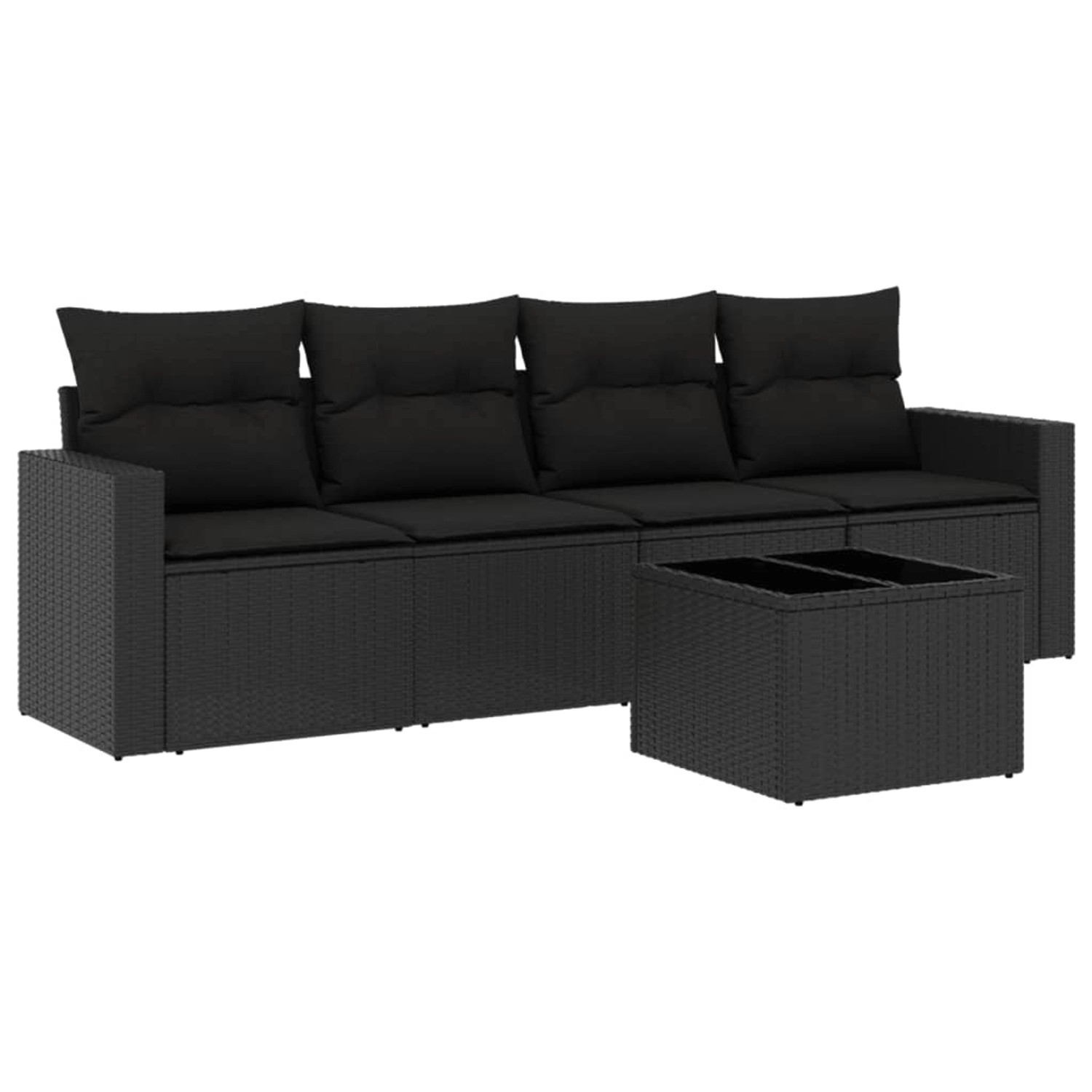 vidaXL 5-tlg Garten-Sofagarnitur mit Kissen Schwarz Poly Rattan Modell 29 günstig online kaufen