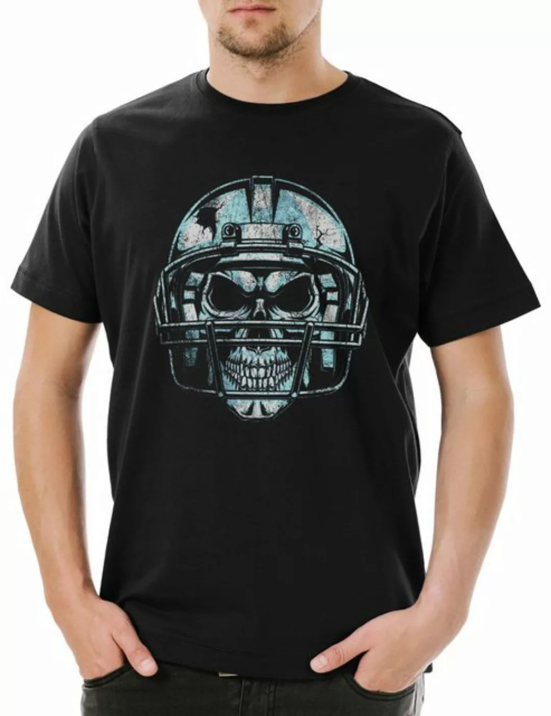 Urban Backwoods Print-Shirt American Football Skull Herren T-Shirt Player B günstig online kaufen