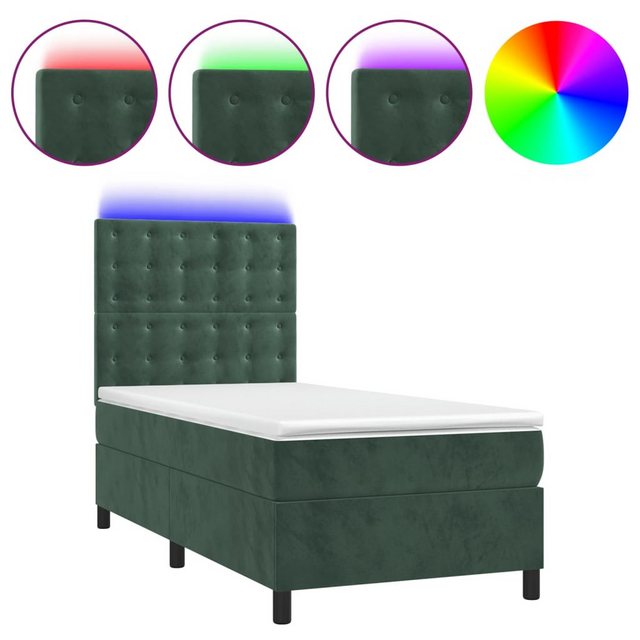 vidaXL Boxspringbett Boxspringbett mit Matratze & LED Samt (80 x 200 cm, Gr günstig online kaufen