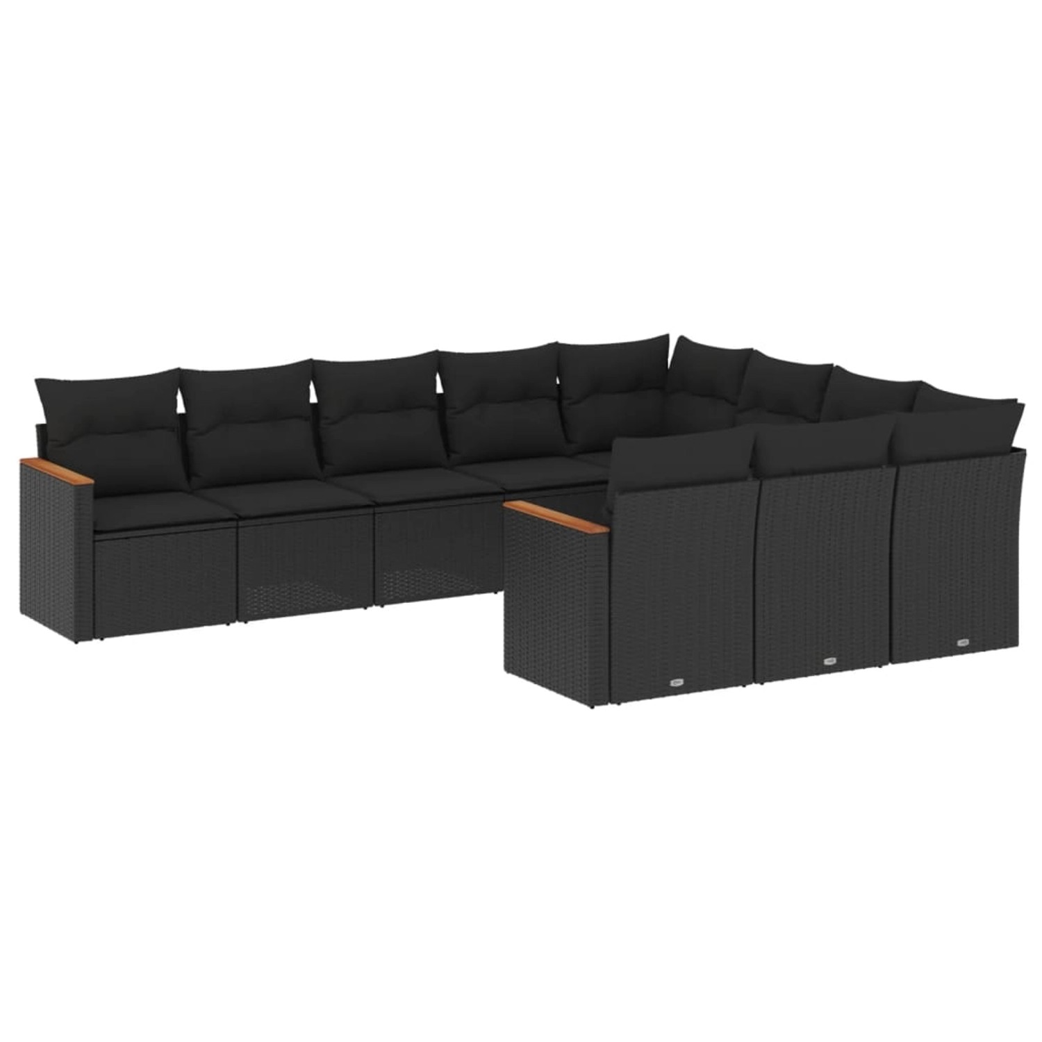 vidaXL 10-Tlg Garten-Sofagarnitur mit Kissen Schwarz Poly Rattan 3258737 günstig online kaufen