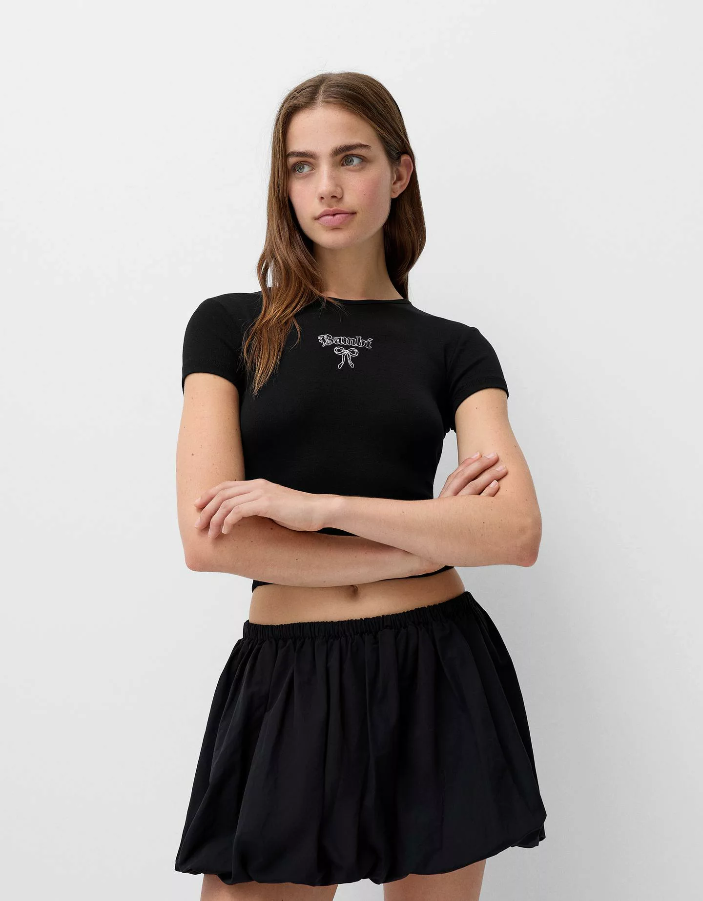 Bershka T-Shirt Disney Bambi Mit Kurzen Ärmeln Damen S Schwarz günstig online kaufen