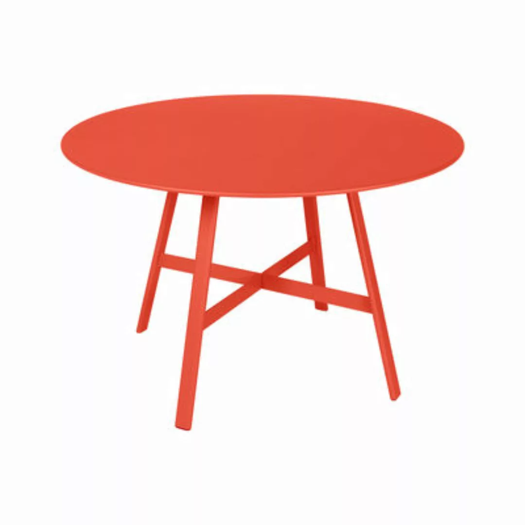 Runder Tisch So’O metall orange / Ø 117 cm - 6 Personen - Fermob - Orange günstig online kaufen