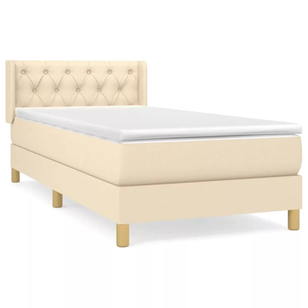 vidaXL Boxspringbett Boxspringbett mit Matratze Creme 80x200 cm Stoff Bett günstig online kaufen