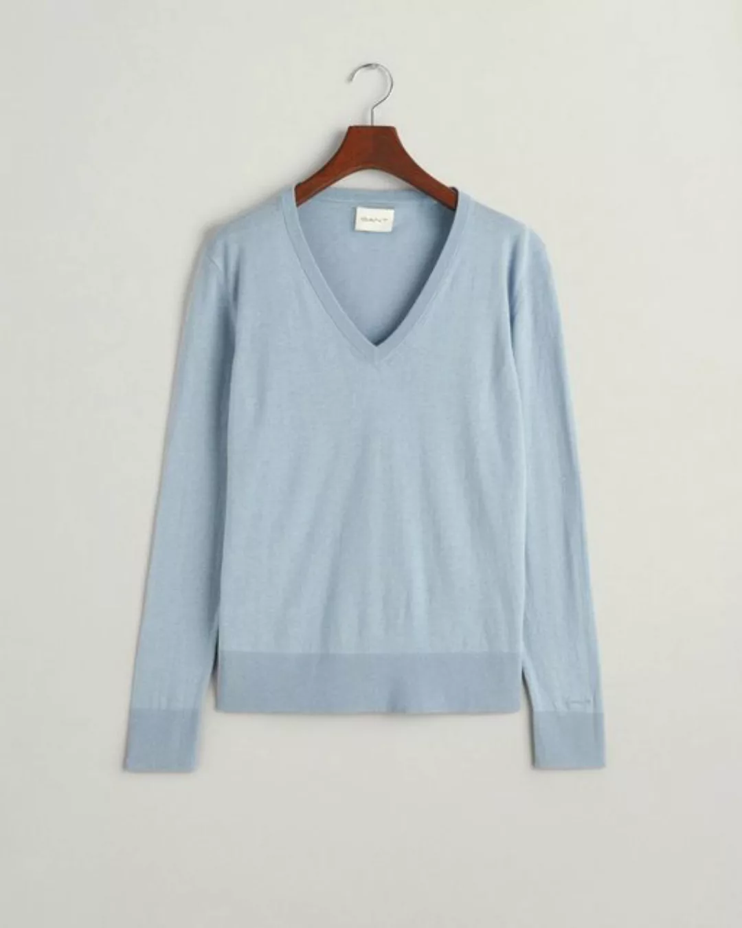 Gant Sweatshirt FINE KNIT V-NECK, DOVE BLUE günstig online kaufen