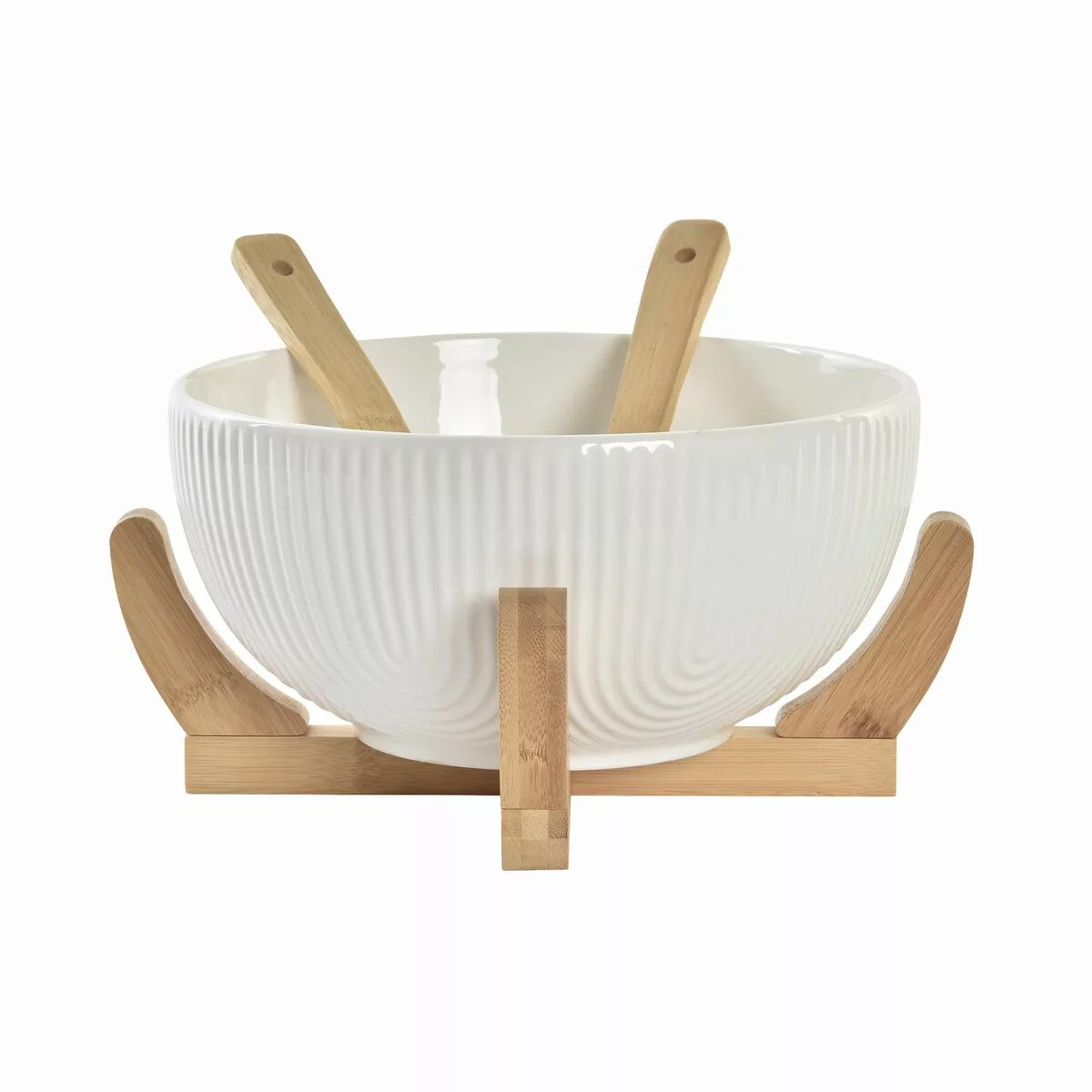 Salatschüssel Dkd Home Decor Natürlich Porzellan Weiß Bambus 3 Stücke (27 X günstig online kaufen