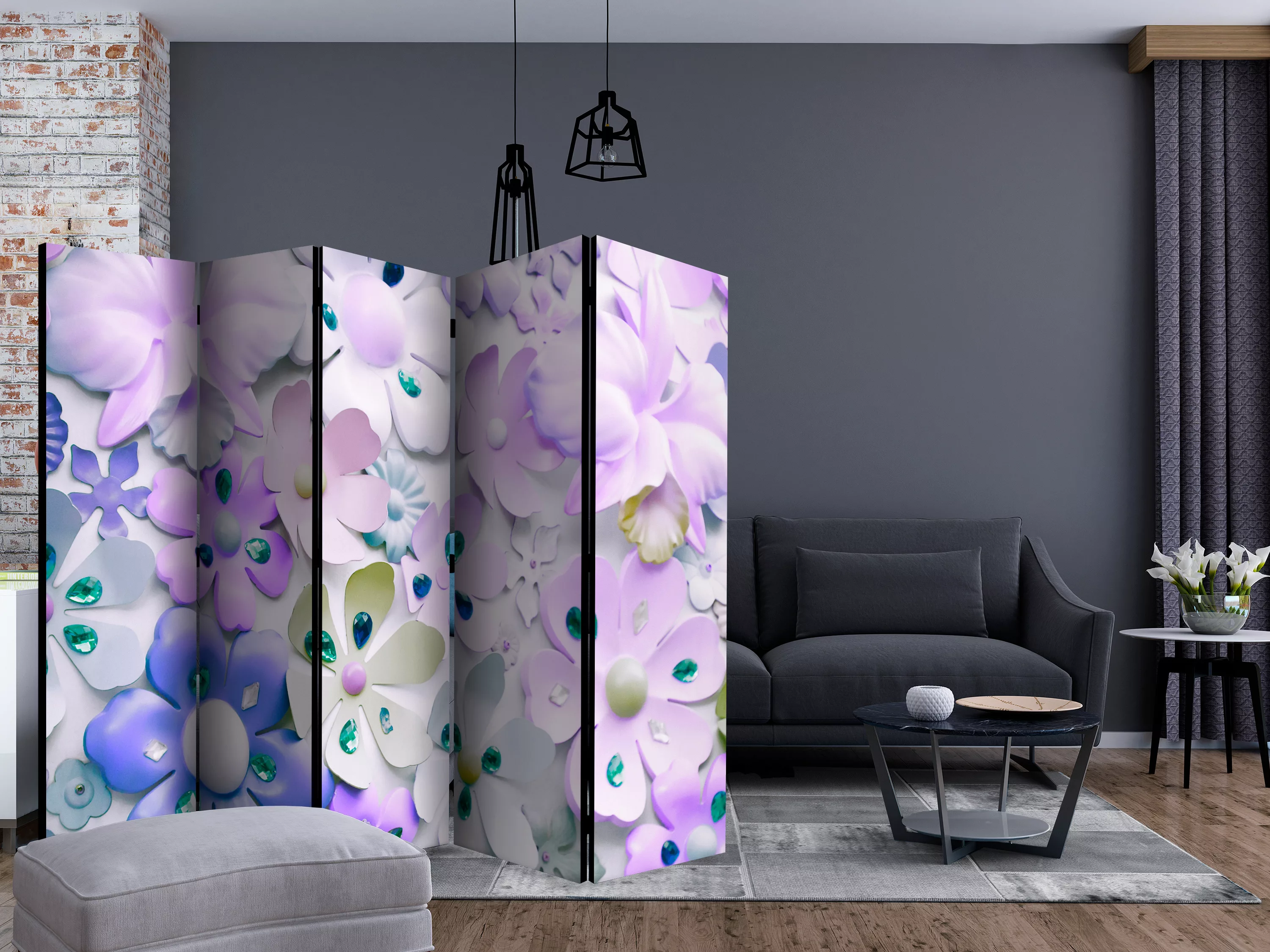 5-teiliges Paravent - Purple Sweetness Ii [room Dividers] günstig online kaufen