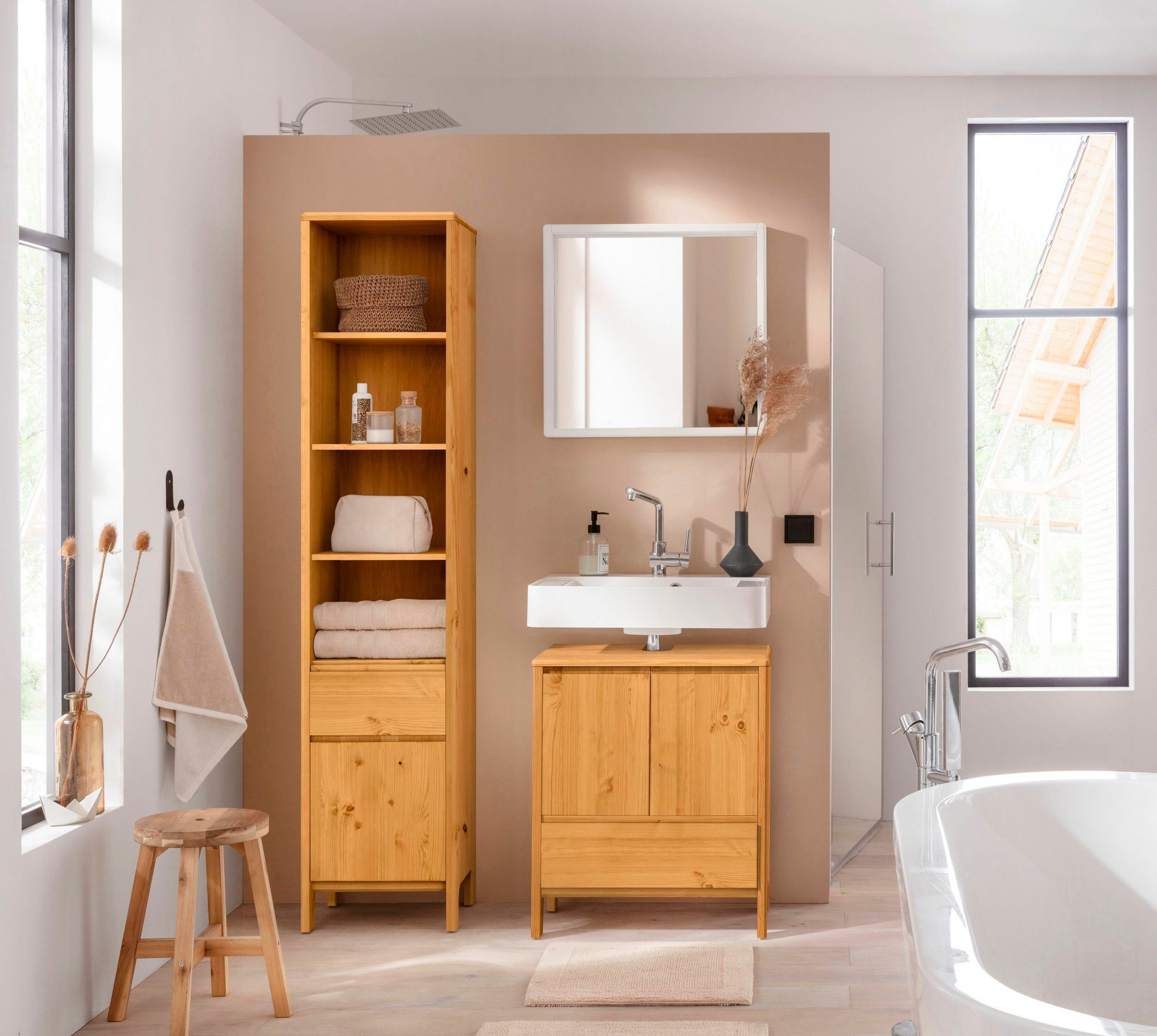 OTTO products Hochschrank "Jorrick", Breite 40 cm, Massivholz Kiefer mit Bi günstig online kaufen