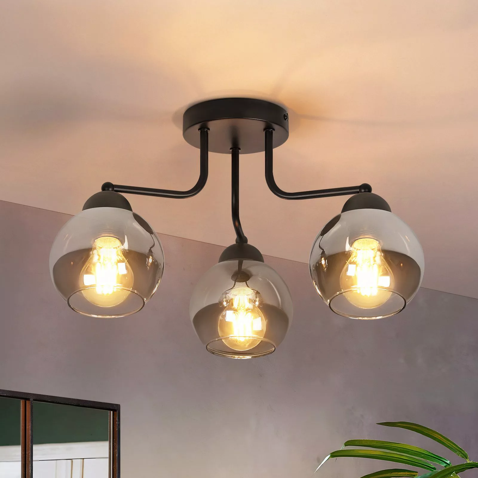 ZMH Deckenleuchte 3/5 flammig E27 Glas günstig online kaufen