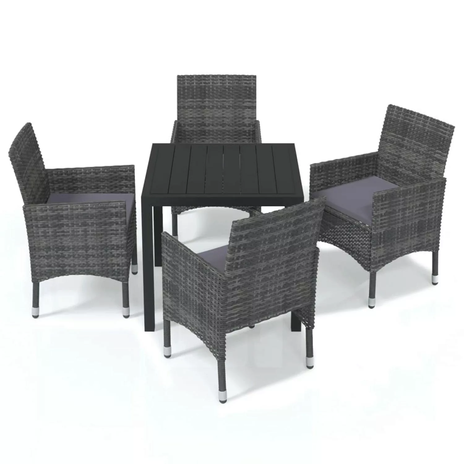 vidaXL 5-tlg Garten-Essgruppe mit Kissen Poly Rattan Grau Modell 21 günstig online kaufen