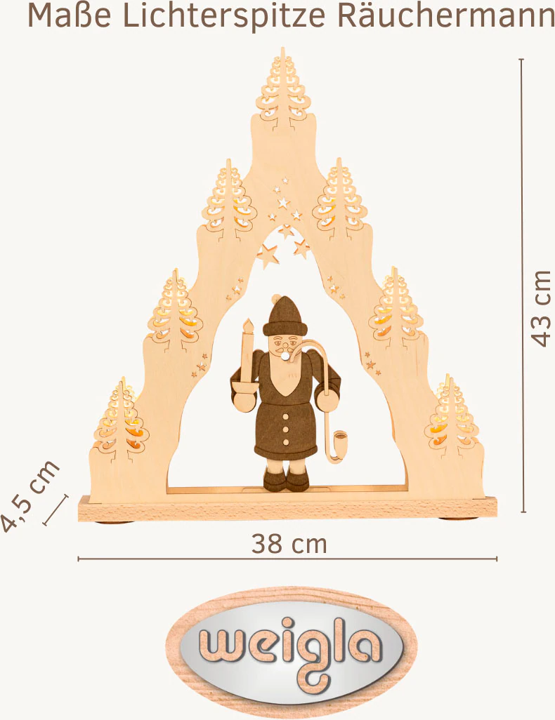 Weigla LED Schwibbogen »Räuchermann, Lichterspitze aus Holz, NATUR-BRAUN«, günstig online kaufen