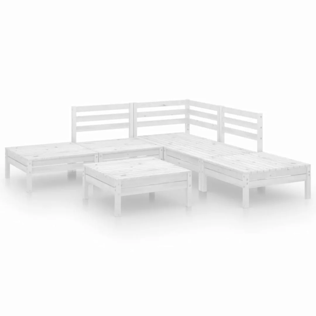 6-tlg. Garten-lounge-set Massivholz Kiefer Weiß günstig online kaufen