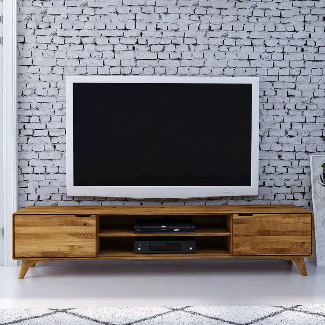 TV Lowboard aus Wildeiche Massivholz 220 cm breit günstig online kaufen