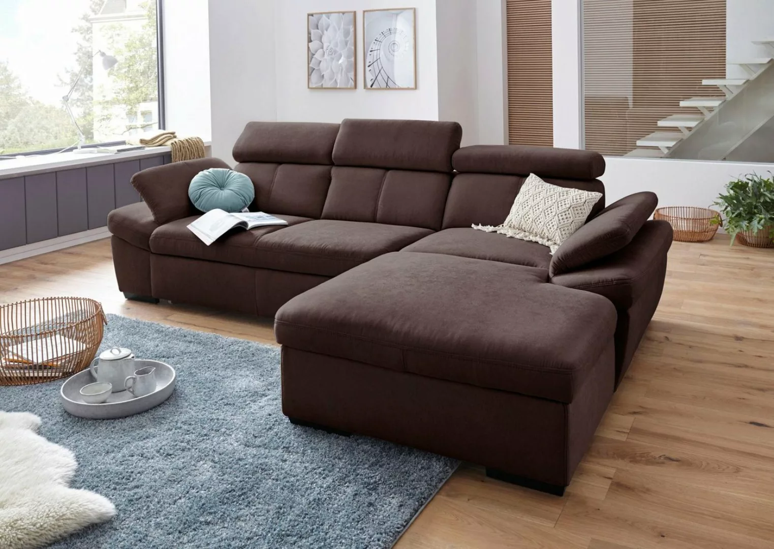 exxpo - sofa fashion Ecksofa "Salerno, L-Form", inkl. Kopf- und Armteilvers günstig online kaufen