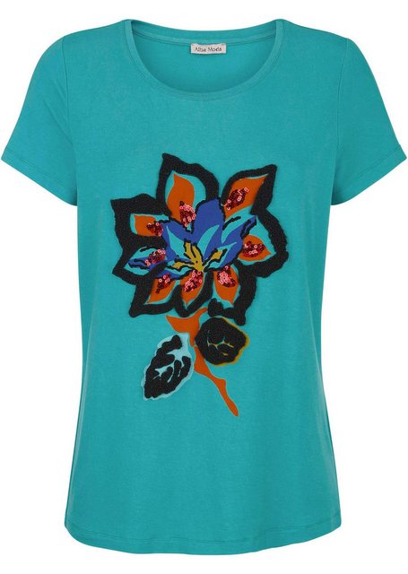 Alba Moda Kurzarmshirt Shirt mit Blumenapplikation günstig online kaufen