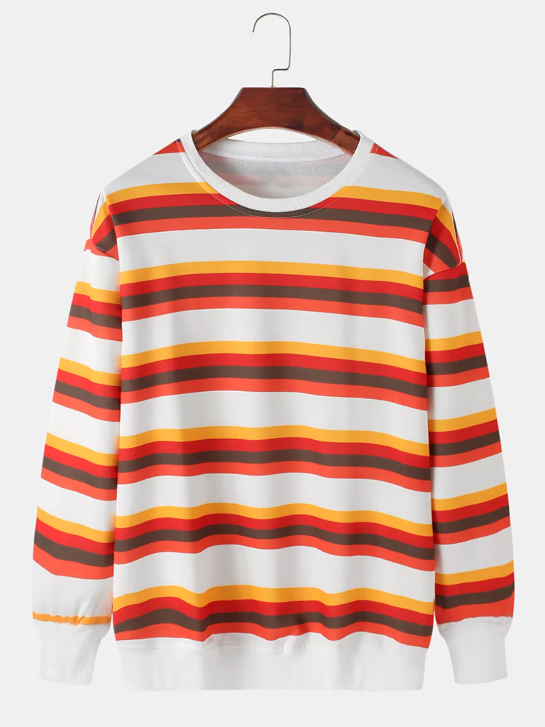 Mehrfarbige gestreifte Baumwolle mit entspannter Passform und Pullover mit günstig online kaufen