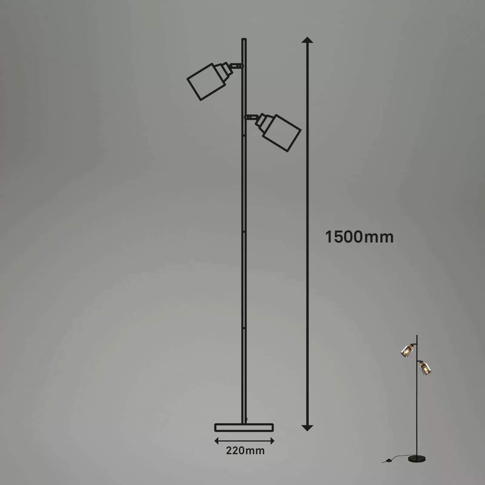 Stehlampe 1486025 zweiflammig, Schirme Rauchglas günstig online kaufen