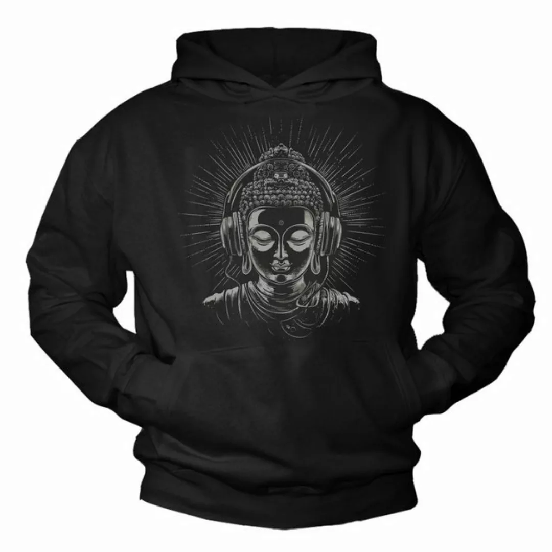 MAKAYA Kapuzenpullover mit Buddha Motiv mit Kopfhörer Sweatshirt Herren Hip günstig online kaufen