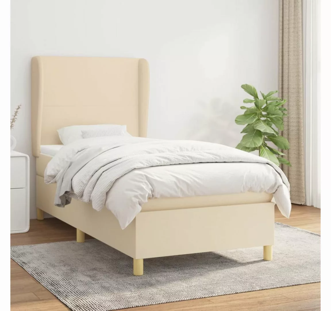 vidaXL Boxspringbett Boxspringbett mit Matratze Creme 80x200 cm Stoff Bett günstig online kaufen