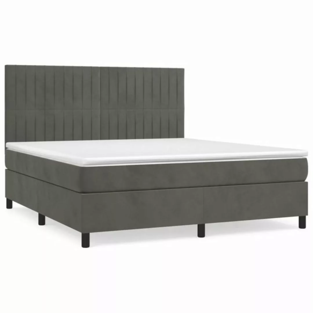 furnicato Bett Boxspringbett mit Matratze Dunkelgrau 180x200 cm Samt günstig online kaufen