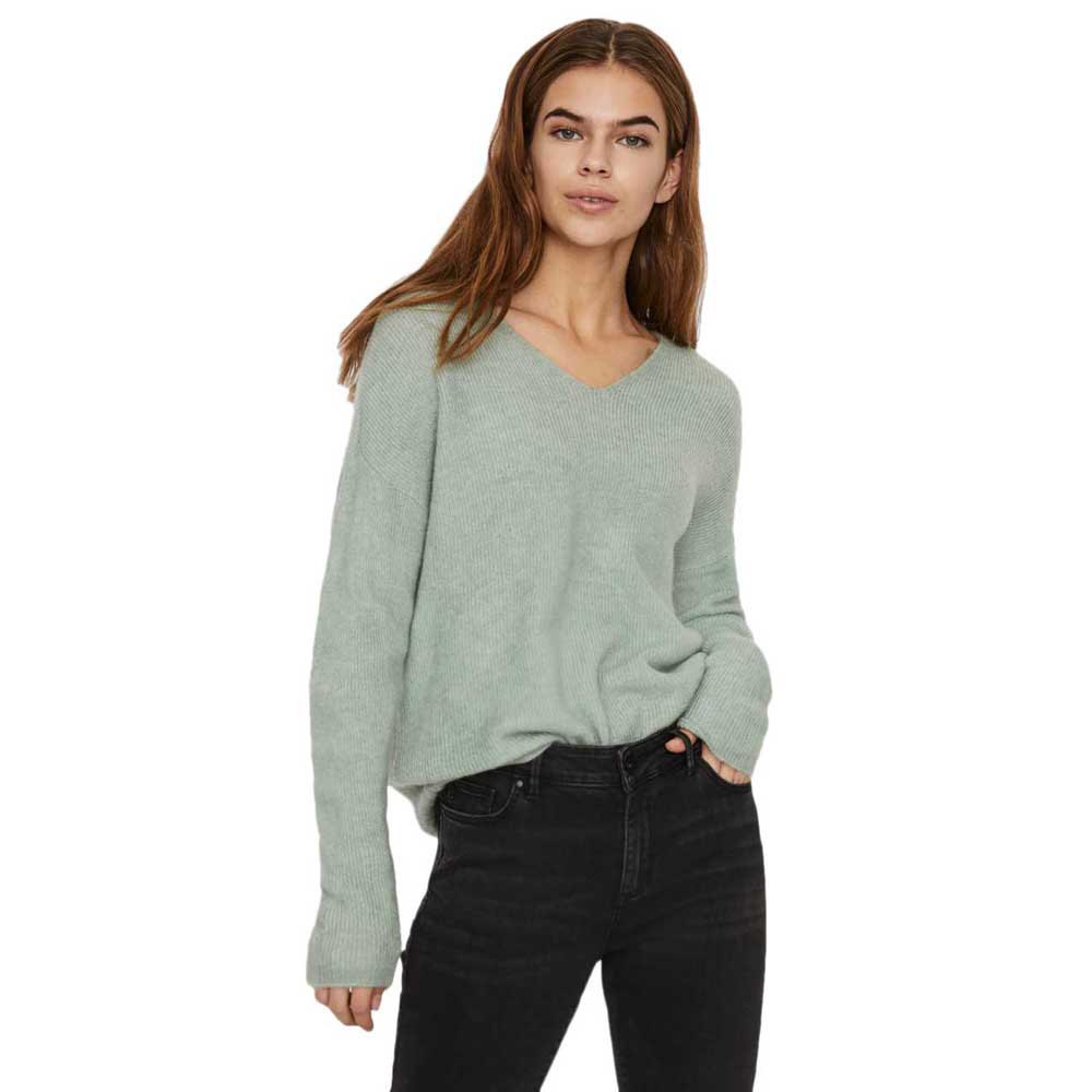 Vero Moda Crew Lefile V-ausschnitt-sweater S Jadeite / Melange günstig online kaufen