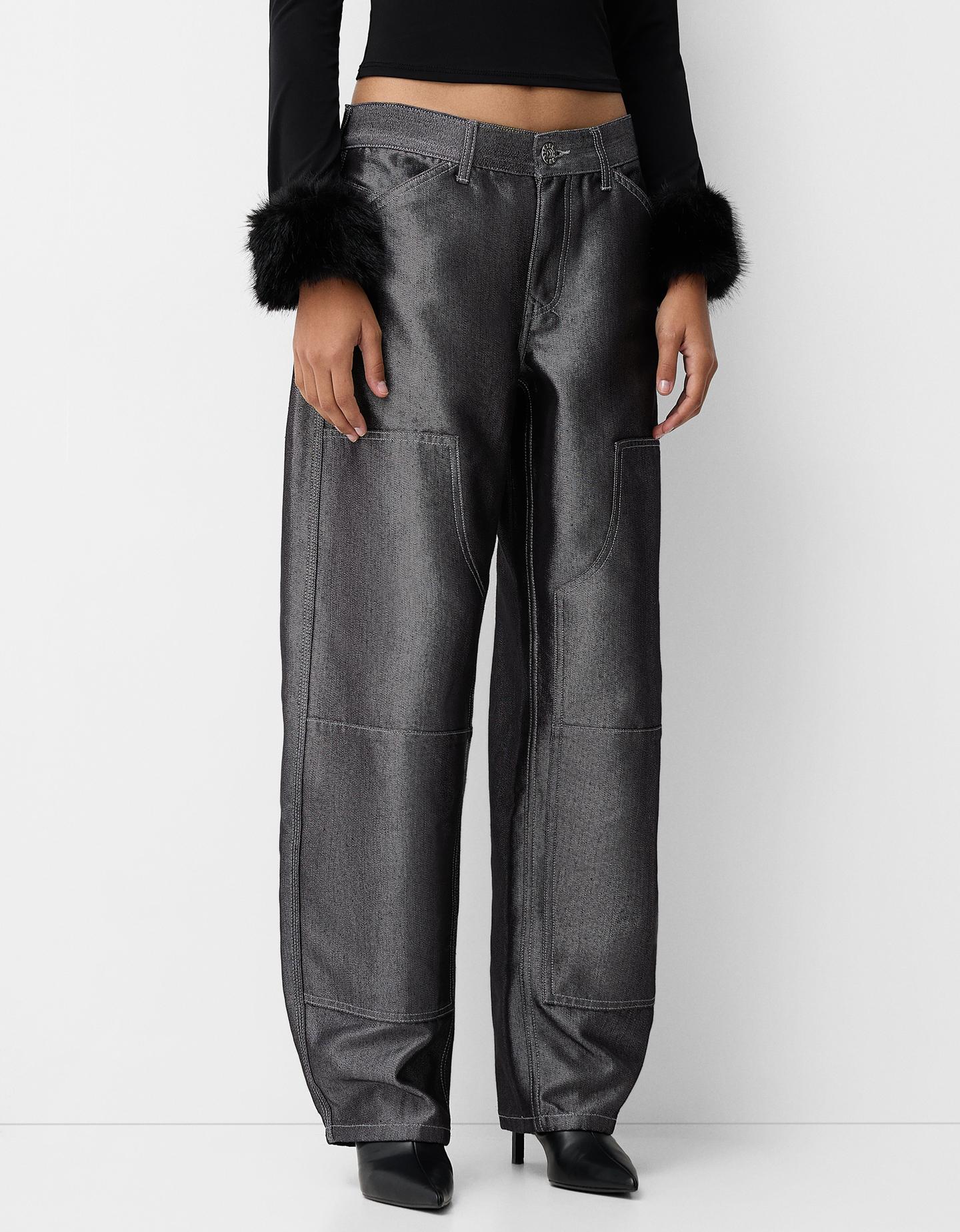 Bershka Balloon Jeans Mit Wide-Leg Damen 36 Schwarz günstig online kaufen