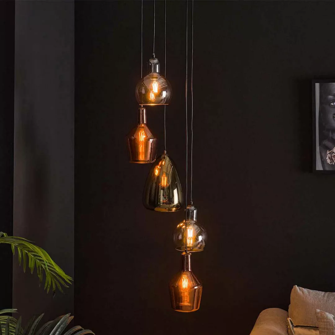 Moderne Hängeleuchte aus Glas Beleuchtung 5-flammig günstig online kaufen