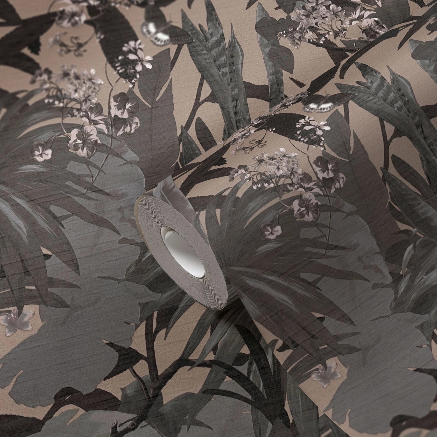 Bricoflor Moderne Tapete mit Dschungel Muster in Beige Grau Palmenblätter V günstig online kaufen