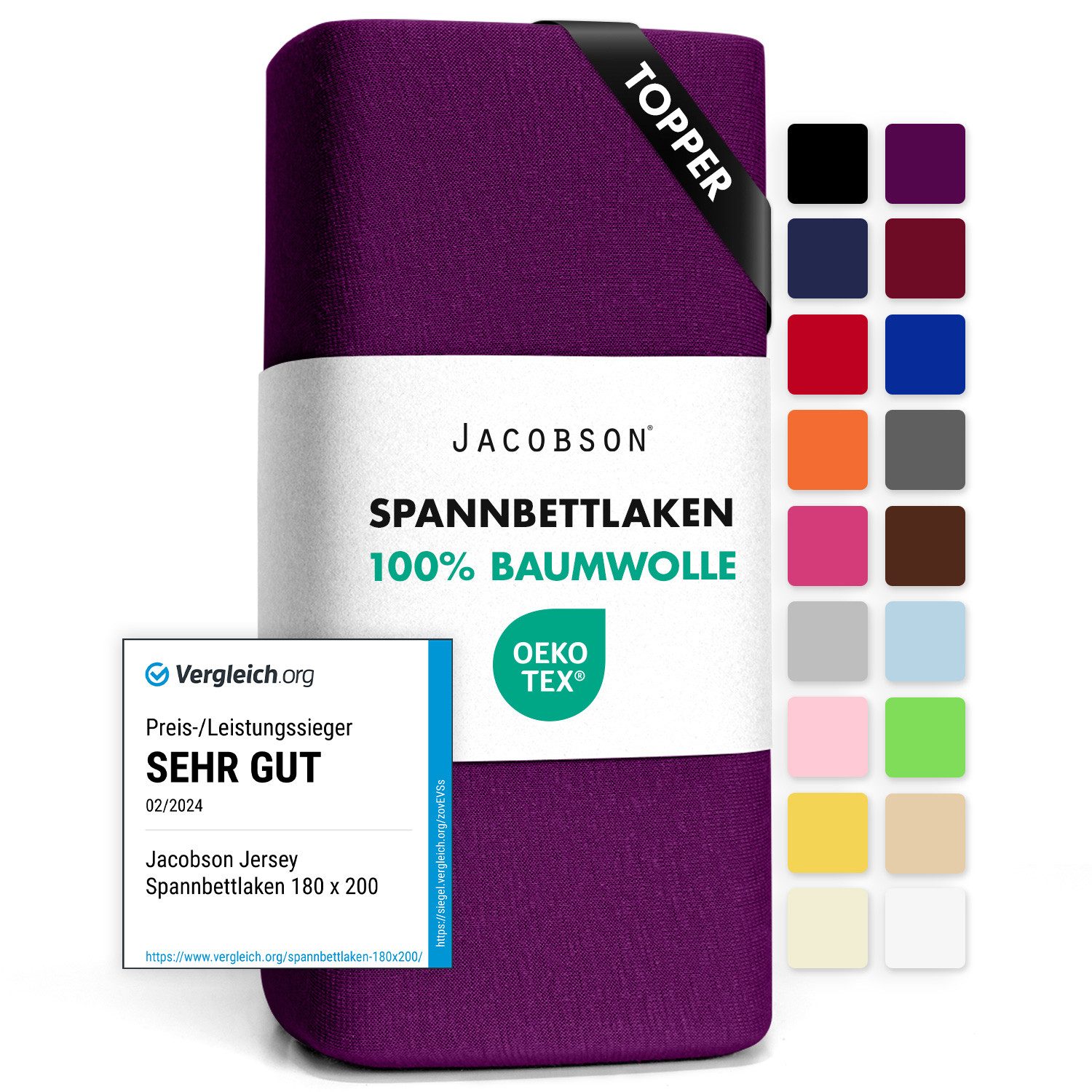 Jacobson Spannbettlaken TOPPER aus 100% Baumwolle, günstig online kaufen