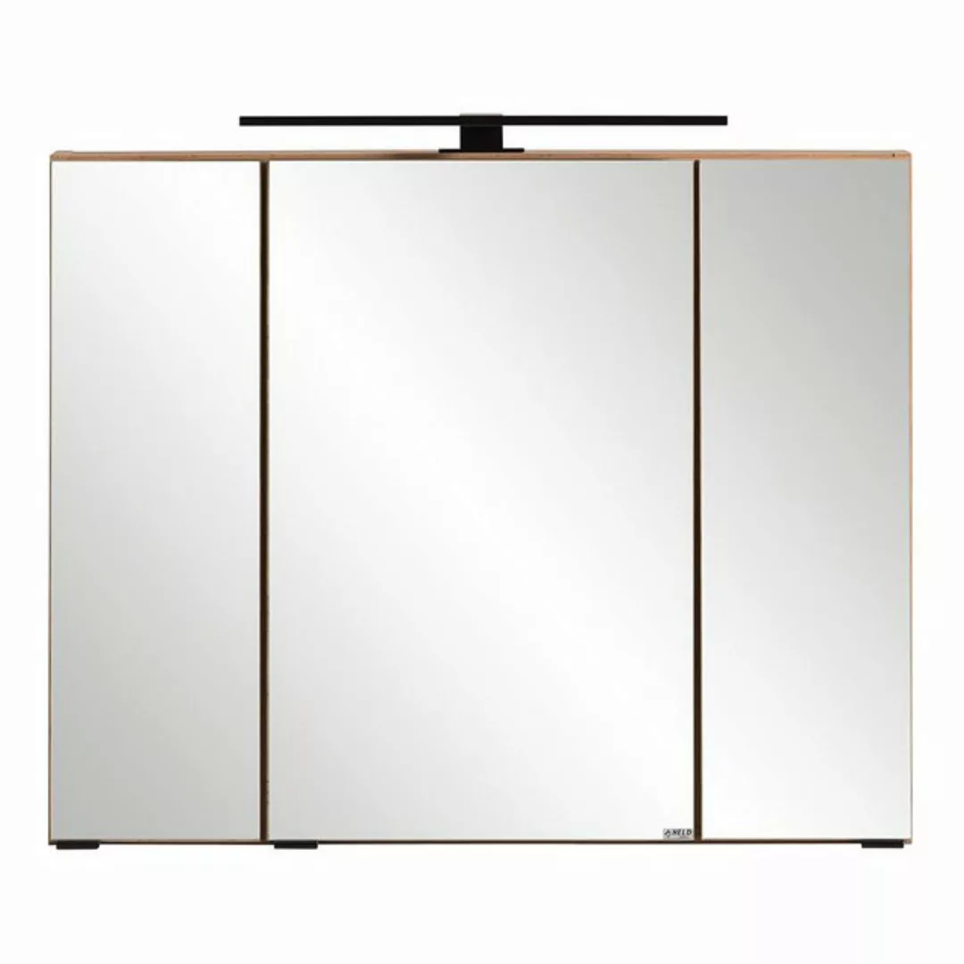 Spiegelschrank 80 cm mit LED-Aufbauleuchte in Wotan Eiche Nb. MARLING-03, B günstig online kaufen
