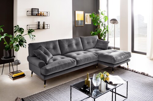 Trends by HG Ecksofa Samir L-Form, mit Strasssteinen und goldfarben Applika günstig online kaufen