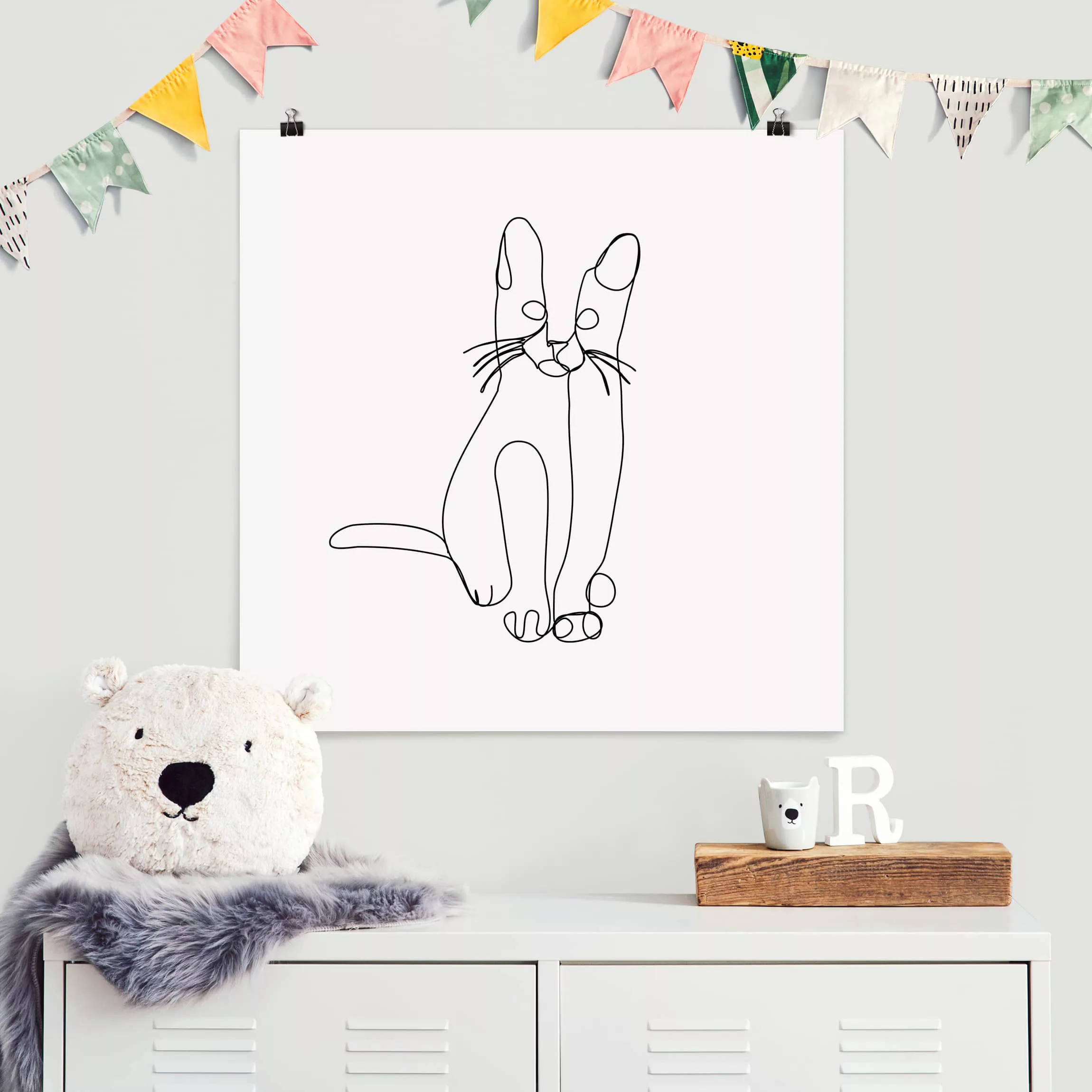 Poster Tiere - Quadrat Katze Line Art günstig online kaufen
