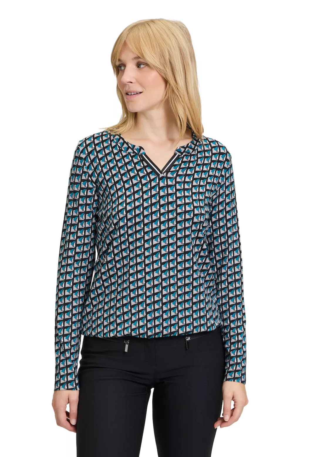 Betty Barclay Kurzarmshirt "Betty Barclay Blusenshirt mit Print", Rippbündc günstig online kaufen