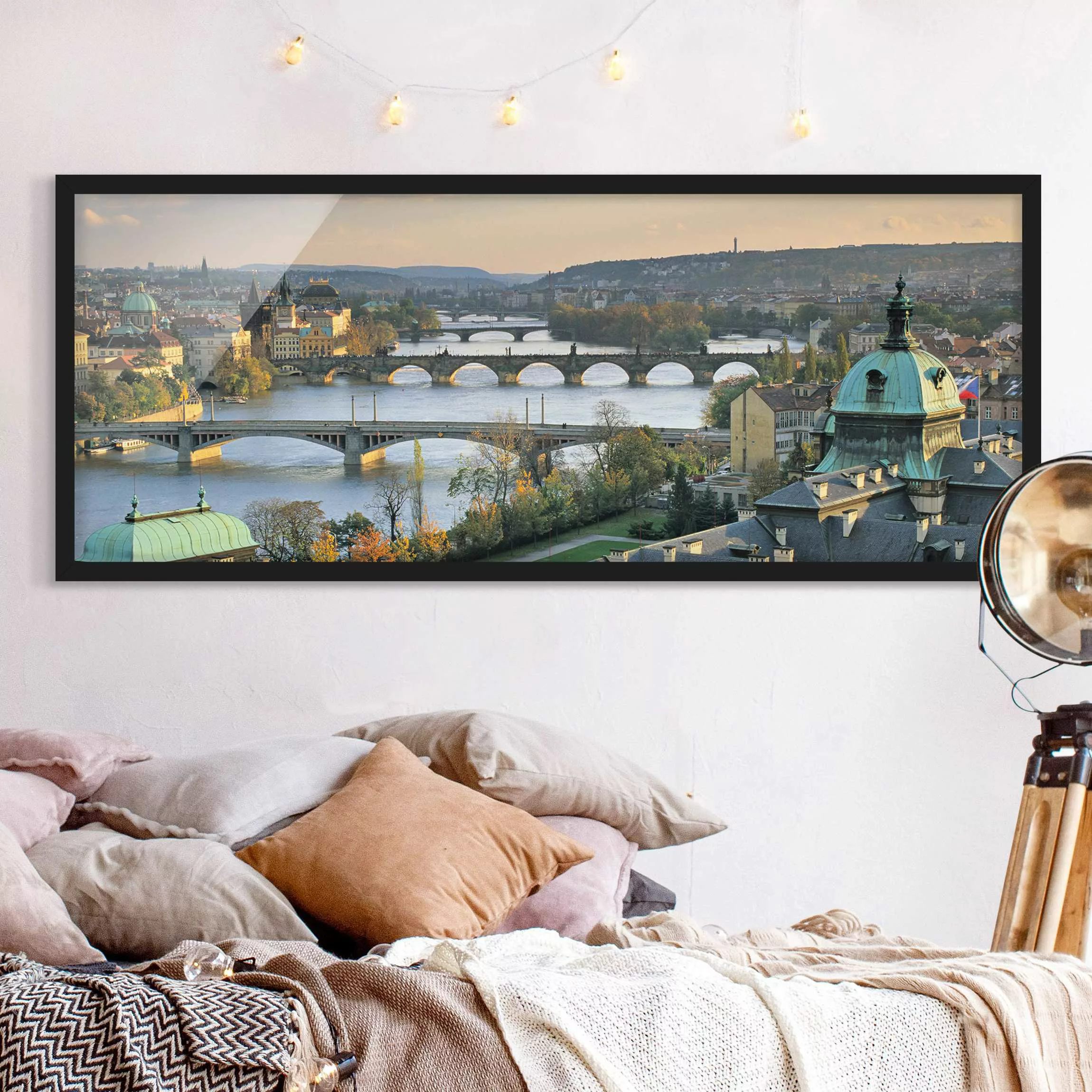 Bild mit Rahmen - Panorama Prag günstig online kaufen