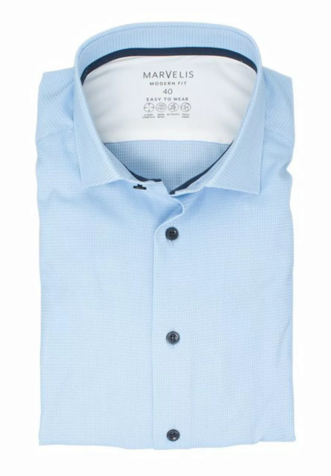 MARVELIS Businesshemd Easy To Wear Hemd - Modern Fit - Langarm - Struktur - günstig online kaufen