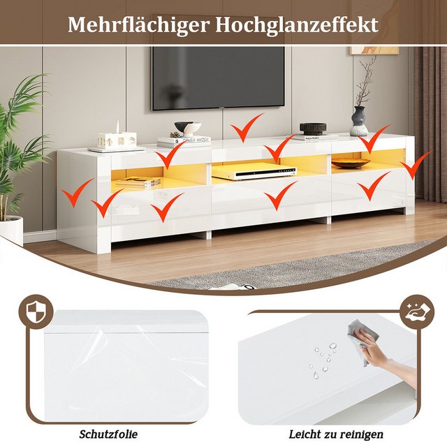 XDOVET TV-Schrank TV-Schrank mit LED-Beleuchtung und Stauraum Herunterklapp günstig online kaufen