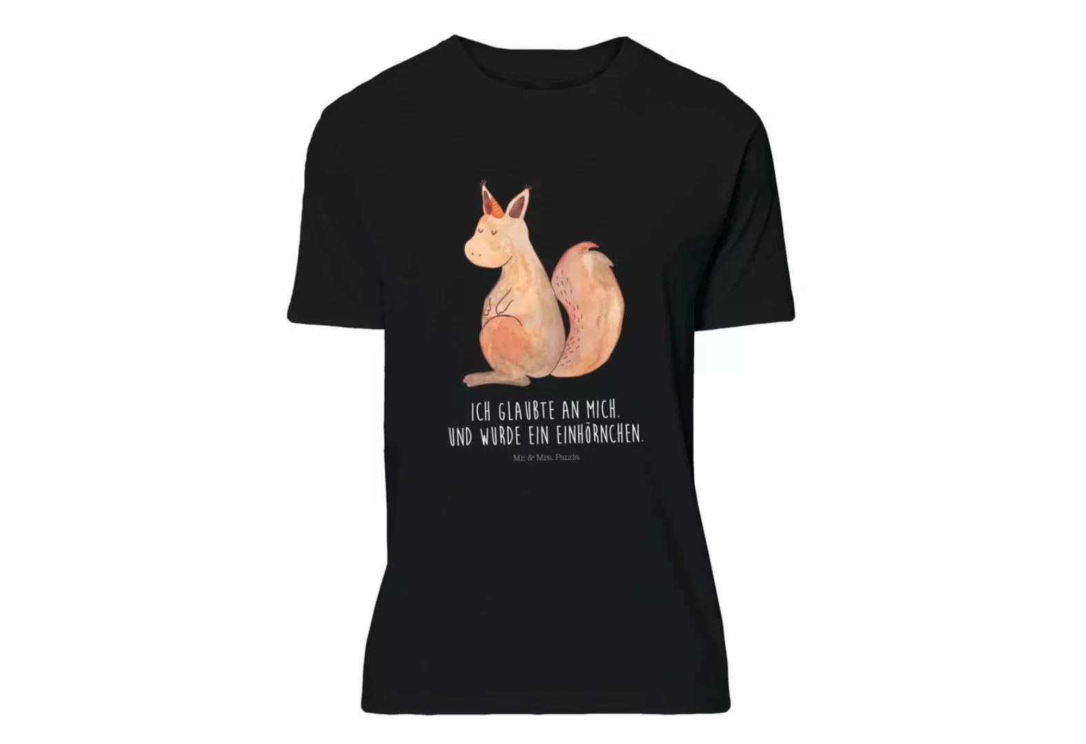 Mr. & Mrs. Panda T-Shirt Einhörnchen Glaube - Schwarz - Geschenk, Einhörner günstig online kaufen