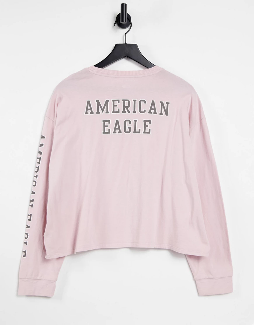 American Eagle – Langärmliges Shirt in Lila mit Logo günstig online kaufen