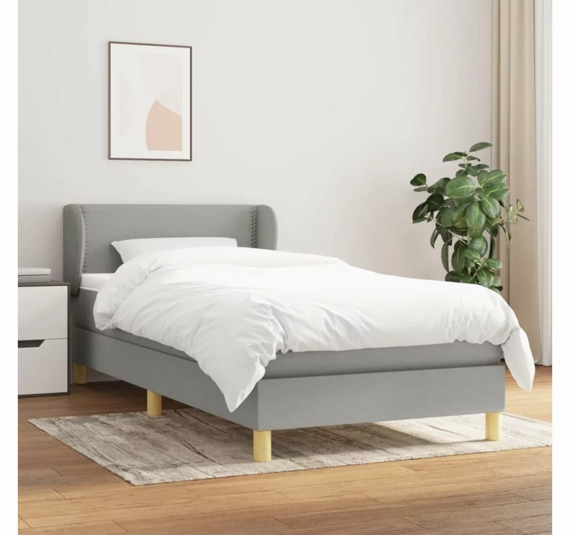 furnicato Bett Boxspringbett mit Matratze Hellgrau 90x200 cm Stoff günstig online kaufen