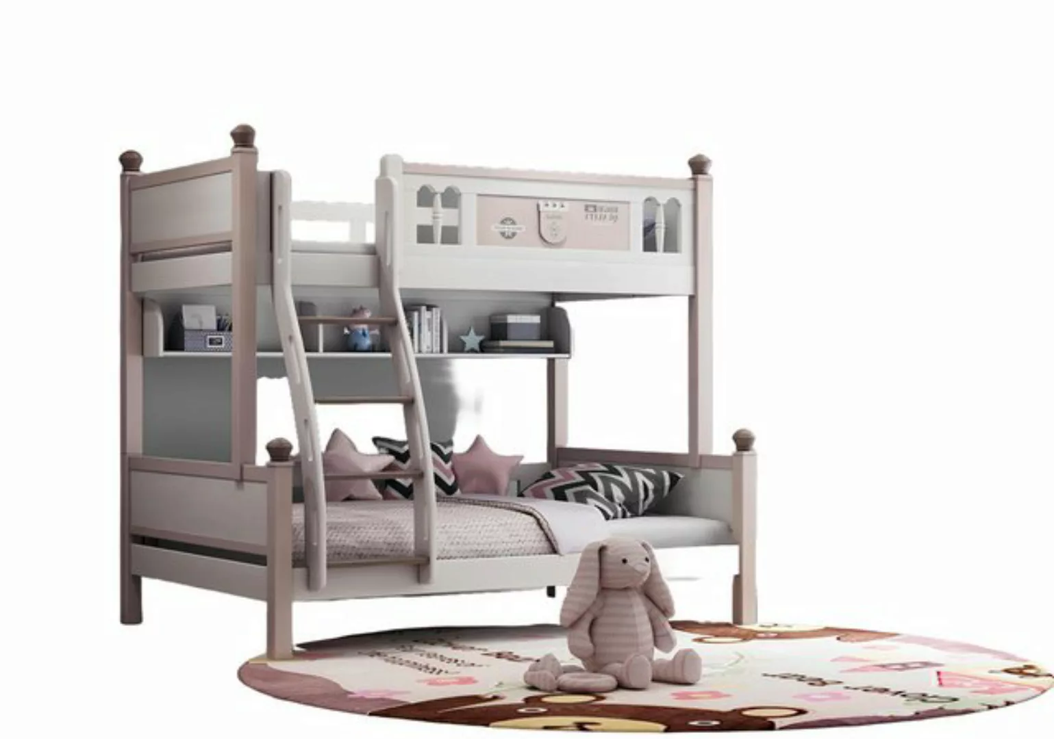 Xlmoebel Bett Hochglanz Natur Kinderbett mit Doppelstockbett-Funktion (Etag günstig online kaufen