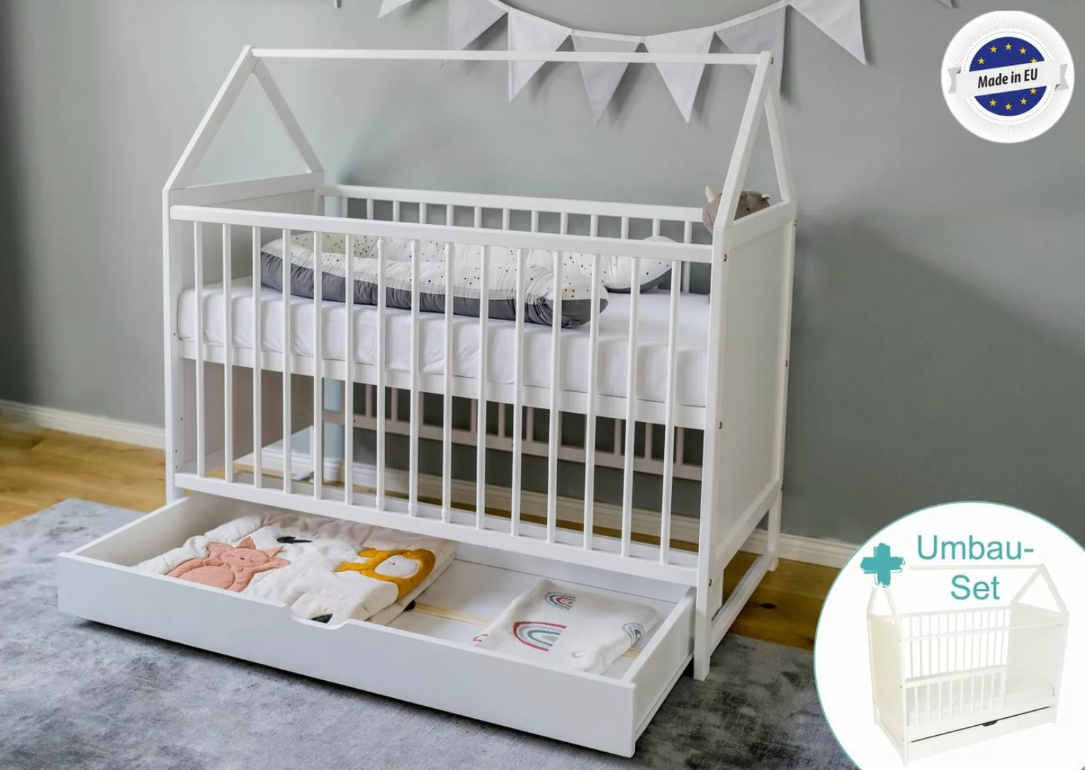 Kids Collective Babybett Beistellbett Kinderbett und Hausbett in einem mit günstig online kaufen