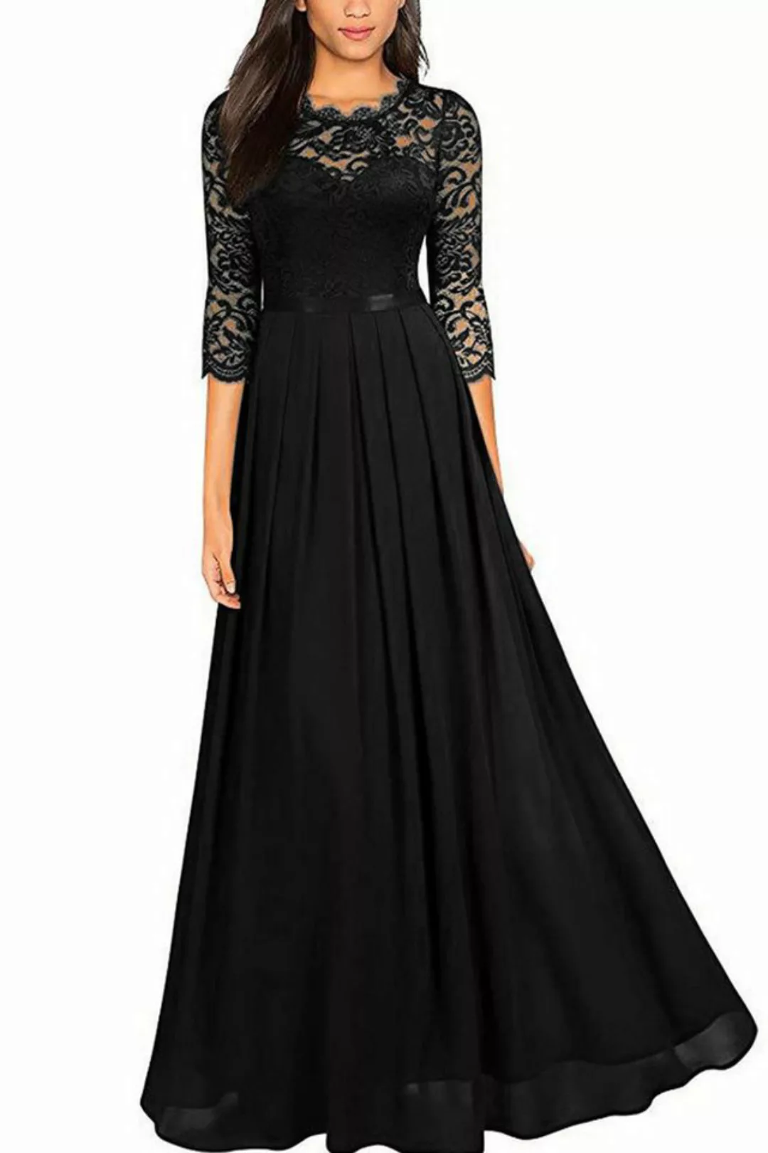 Veltara Cocktailkleid Damen Plus Size 3/4 Spitzenärmel Chiffon Lange Maxi A günstig online kaufen