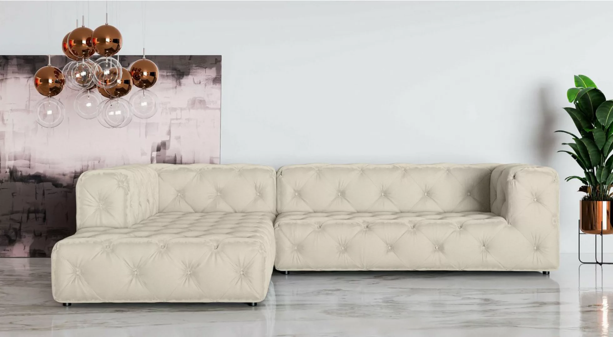 Places of Style Ecksofa FOLLINA, L-Form, mit klassischer Chesterfield-Knopf günstig online kaufen