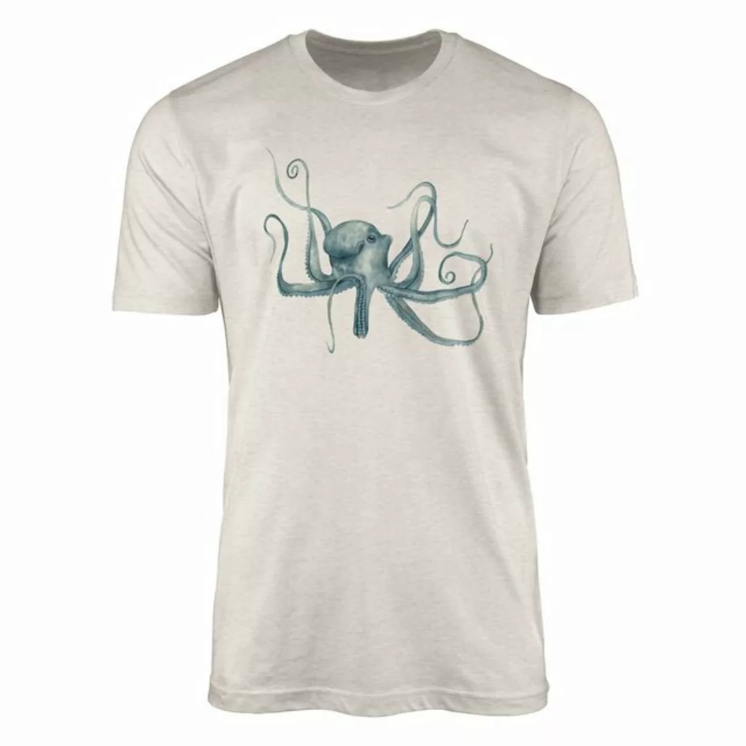 Sinus Art T-Shirt Herren Shirt 100% gekämmte Bio-Baumwolle T-Shirt Oktopus günstig online kaufen