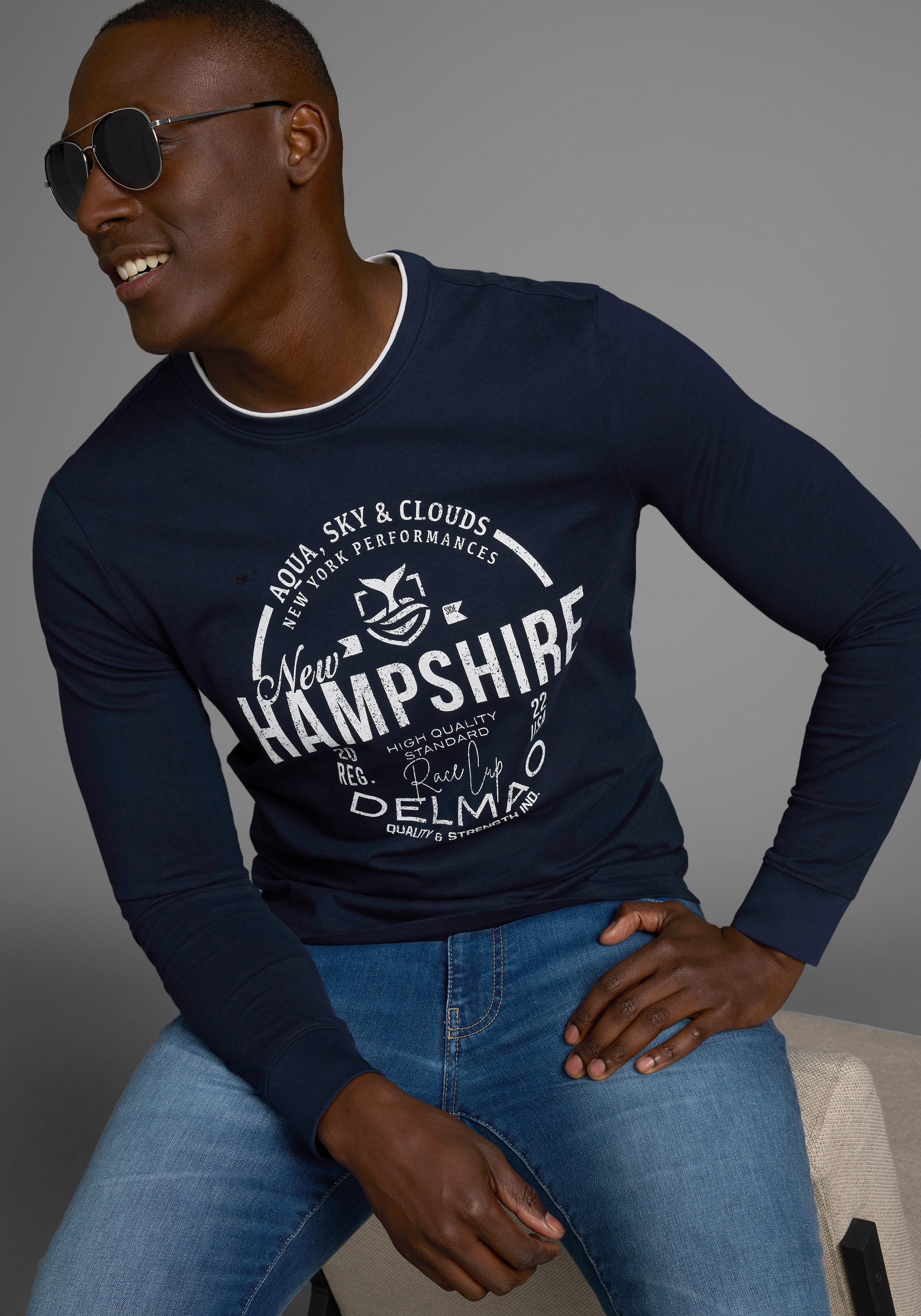 DELMAO Langarmshirt, mit modernem Print - NEUE KOLLEKTION günstig online kaufen