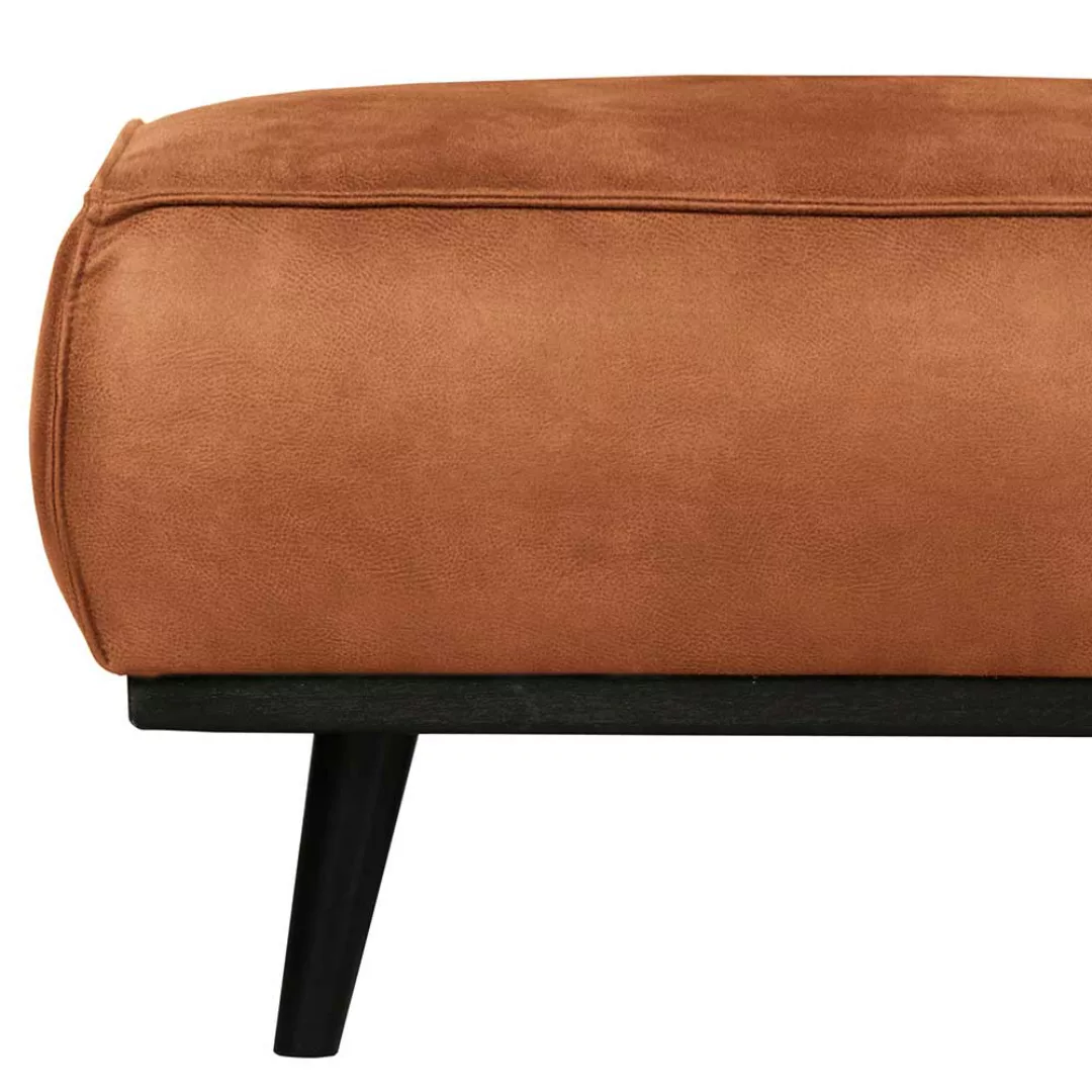 Polsterhocker in Cognac Braun Recyclingleder 80 cm breit günstig online kaufen